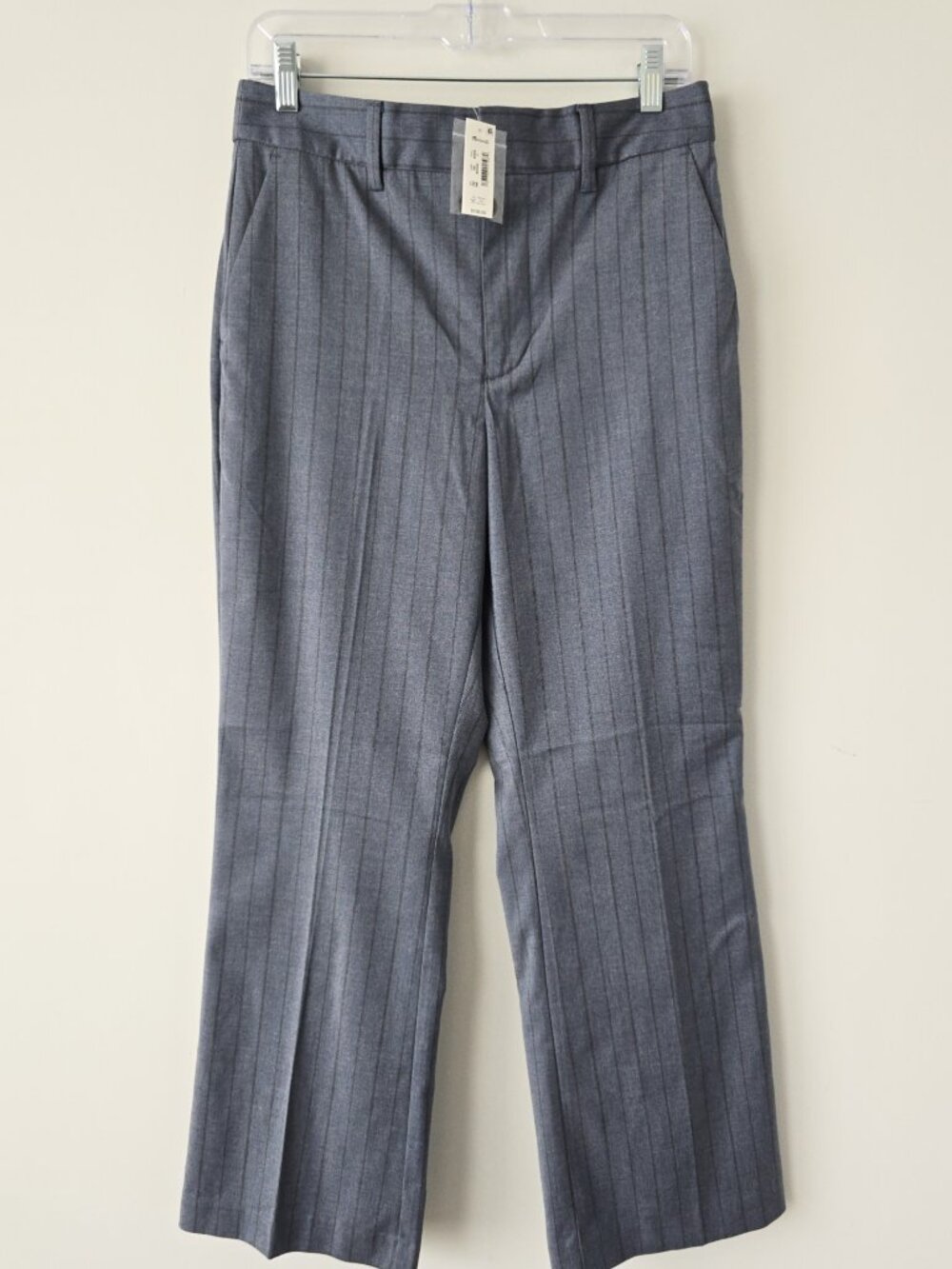Madewell Flare Pinstripe Trouser 4 Gray Ankle Pants NWT